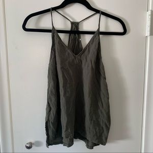Tagless olive green racer back tank top
